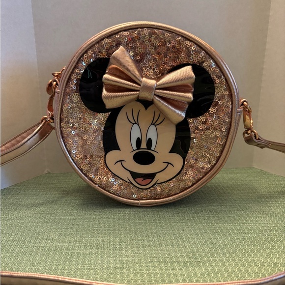 Disney Handbags - Disney Minnie Mouse Sequin Crossbody Bag - Gold EUC